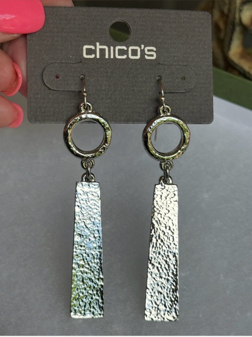 Chico's textured silver-tone dangle earrings